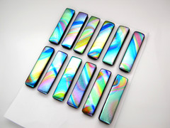 uncapped RECTANGLE Lot of 12 pcs handmade DICHROIC FUSED GLASS (BC20) cabs