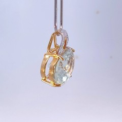 Oval Syn-Green Quartz 14K Yellow Gold 4.92g Checkerboard-Cut Pendant (EL1125403)