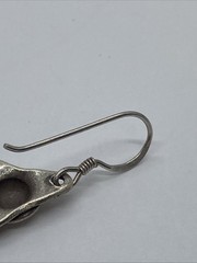 STERLING SILVER EARRINGS DANGLE Stamped Fin Scale Design 7.4g 1 3/4″ x 5/8″