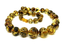 AMBER NECKLACE Gift Natural BALTIC AMBER Oval Round Beads Ladies 38,5g 17062