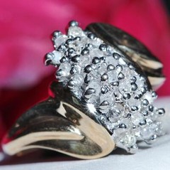 10k yellow gold ring 0.25c natural diamond sz 6.5 vintage handmade 2.65gr Gab183