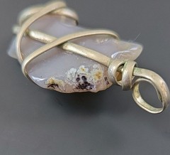 Wire Wrapped Chalcedony (Agate Family) Pendant– Artisan Necklace Charm