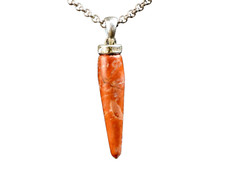 Splendid 1 3/4 inch Natural Orange Red Jasper .925 Sterling Silver Pendant 44mm