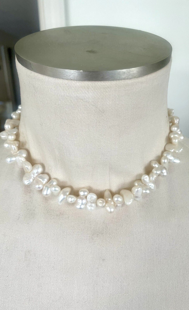 Biwa Stick Pearl Necklace Handmade USA New with Tag