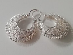 .925 Solid Silver Hoop Unique Artisan Earrings New.