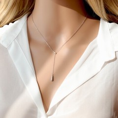 Dainty Water Drop Silver Choker, 925 Sterling Silver Chain Necklace, Minimalist