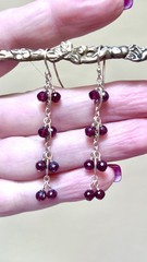 LOVELY Artisan/Designer Gold Over Sterling Silver Rhodolite Garnet Earrings