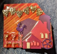 HOUSE PINS BY LUCINDA GLITTER HOUSE HAND NUMBERED 83 PAPER STICKER ADDY & PHONE#