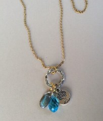 NEW MULTI GEMSTONE GOLD PLATED SILVER CLUSTERED PENDANT SUNDANCE CHARM NECKLACE