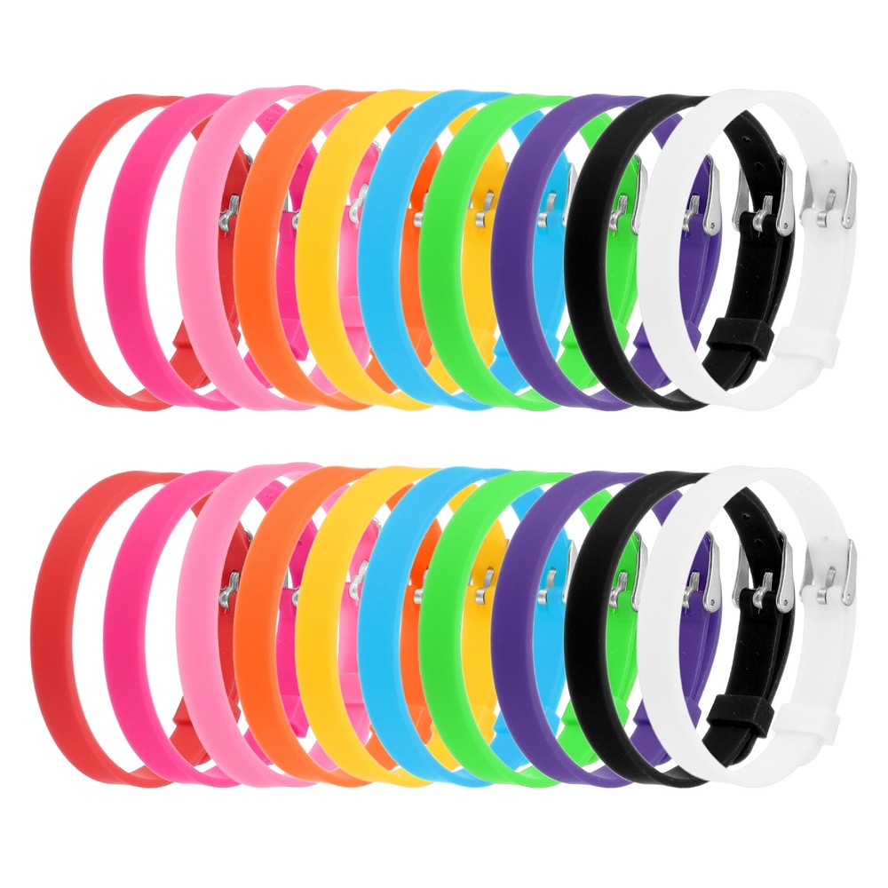 Slide Bracelet Wristband, 8.2 x 0.3”Silicone Adjustable Bracelet, Mixed Colors