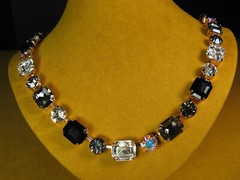 MARIANA NECKLACE SWAROVSKI CRYSTALS ROSE GOLD PL BEAD TENNIS Black White Gray