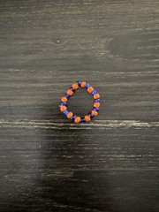 Handcrafted Blue & Orange Beaded Band Ring Size 10 Unisex Adults Round