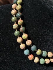 Unakite & Dragon Blood Jasper Gemstone Beaded 34 Inches Necklace