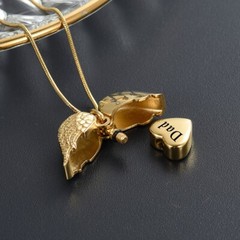 Angel Wing Urn Necklace Cremation Heart Urn Necklace Ashes Urn Jewelry for Women