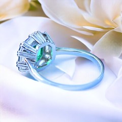 Lab Created Emerald Ring Sterling Silver 925 , May Birthstone , 20th Anniversary
