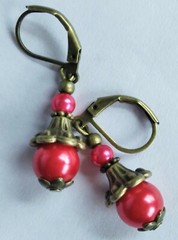 GLASS PEARL DROPS Lever back BRONZE handcrafted YOU CHOOSE XX