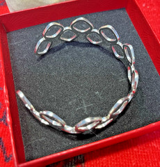 Vintage Sterling Silver .925 Honeycomb Shaped Cuff Bracelet 7″ Circumference