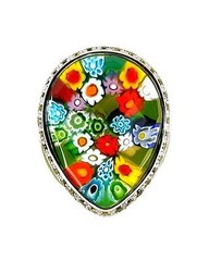 Alan K. Murano Grand Collection Ring, Green CZ Faceted Multicolor Glass & Silver