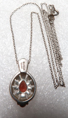 VINTAGE STERLING SILVER GARNET CZ PENDANT NECKLACE