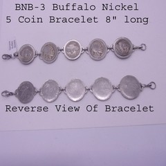 Buffalo Nickel Bracelet,Genuine Buffalo Nickel Bracelet 5 Coin Buffalo Nickel 8″