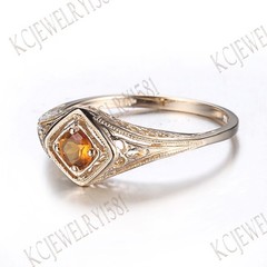 Fine Gemstone Jewelry Nice Ring Citrine Solid 14k Yellow Gold 0.21ct 4mm Round