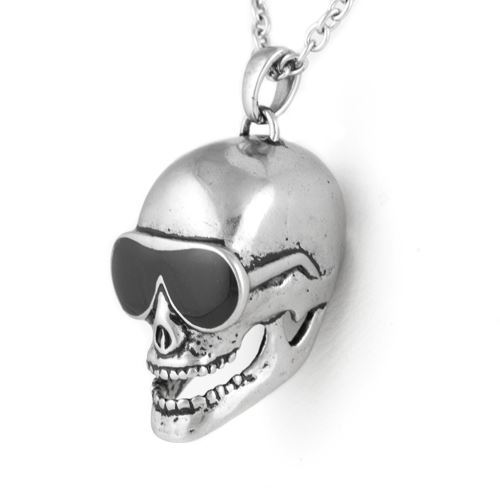Skull necklace sunglass black epoxy stainless steel pendant necklace by controse