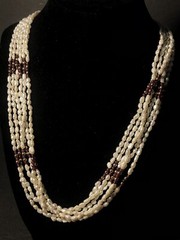 VTG Retro Natural Rice River Pearls & Amethyst Bead Necklace Wedding Formal Prom