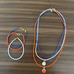 Handmade glass seed bead layering necklace & bracelet jewelry set coastal beach