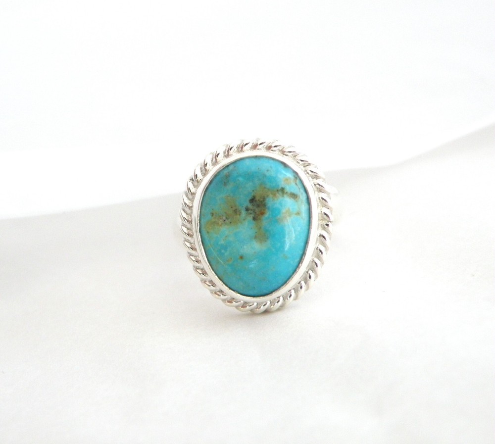 New Charles Albert 950 Fine Sterling Silver Kingman Turquoise Cable Ring