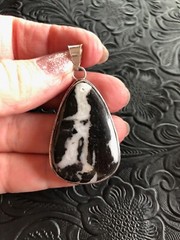Artisan Rustic White Buffalo Turquoise Droplet Pendant Shadow Bezel 2″