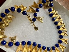 Lapis Beads Egyptian Style Repro fly Choker-Smithsonian catalog collection