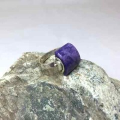 One of a kind Handmade Natural Charoite or Turquoise, Sterling Silver Ring,