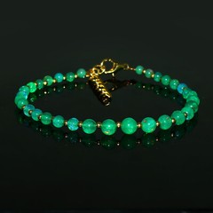 Natural Ethiopian Welo Fire Green Opal Balls Round Beaded Gemstone Bracelet 7 In