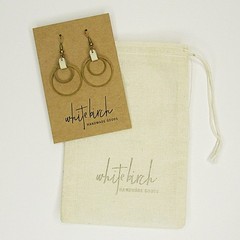 White Birch Cloud Dancer Handmade White Leather and Brass Hook Dangle Earrings