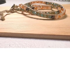 Beaded Wrap Bracelet Women’s Peach Green Good Boho Triple Layer Wrap