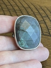 HSN Deb Guyot Studio 925 Silver Huge Labradorite Ring Size 8