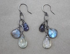 Iolite Labradorite Prasolite Sterling Silver Links Dangle Earrings Handcrafted