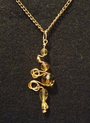 Handmade Gold Wire & Crystal Pendant 2.75″ Long