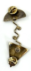Vintage L&H Sterling Silver Modernist Brooch Pin Geometric Mixed Metal 1980s