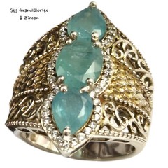 Sts Grandidierite Cambodian Zircon Platinum over Sterling Silver Ringsz8