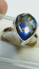 CUTE UNTREATED NATURAL LAPIS LAZULI IN .925 STERLING SILVER RING SIZE 6.0-6.25