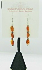 Elegant Sterling Silver Genuine BALTIC AMBER Dangle Earrings #147…Handmade USA