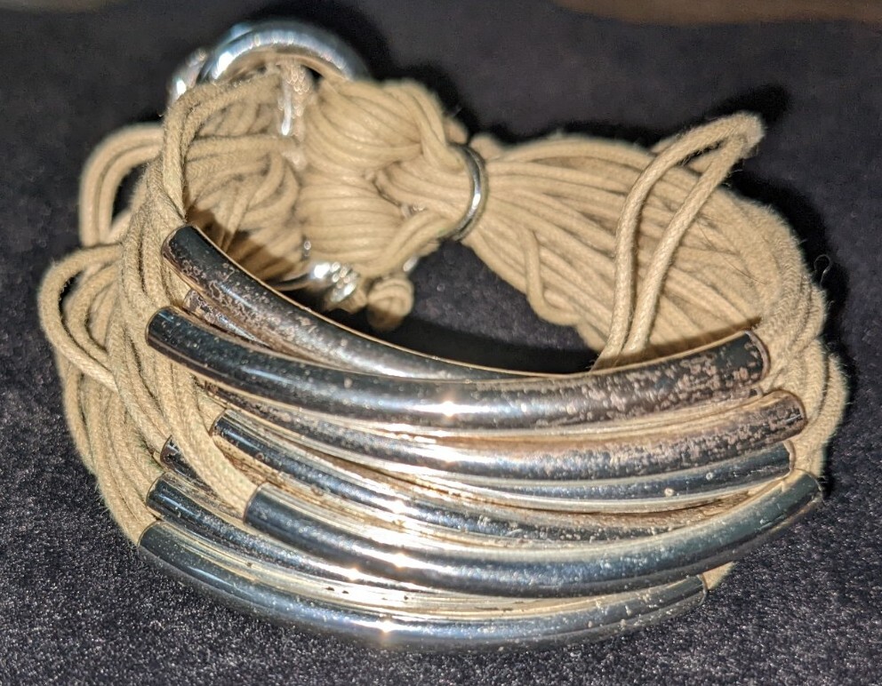 Gillian Julius Multi Tube Silver And Taupe String Bracelet