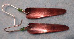 Copper Carrot Earrings; Made in USA by Peggy Johnson