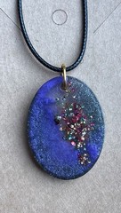 Purple & Multicolor Sparkle Clear Handmade Resin Statement Pendant Shimmer