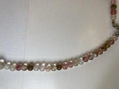 Glowy Glass Bead Necklace Clear subdued Earthy Colors with Lovely Glowy Spheres