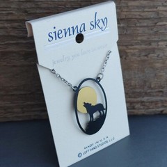 Retired Necklace Sienna Sky Pendant HOWLING WOLF MOON Hand Made in Colorado 18”