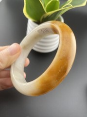 純天然玉鐲 Grade A 100% Untreated Aventurine Jade Bangle佘太翠 60 Mm Icy yellow jade