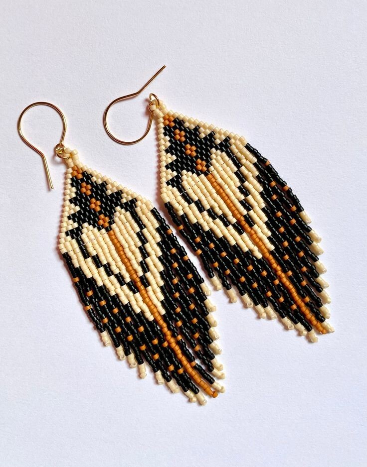 Tribal Earrings Native Large Boho American Seed Beads Handmade Earring