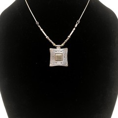 Signed Sterling Silver Square Artisan Necklace 17 Inch 10g